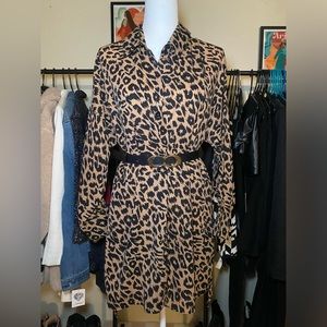 Missguided leopard print shirt dress (Belt not for sale)